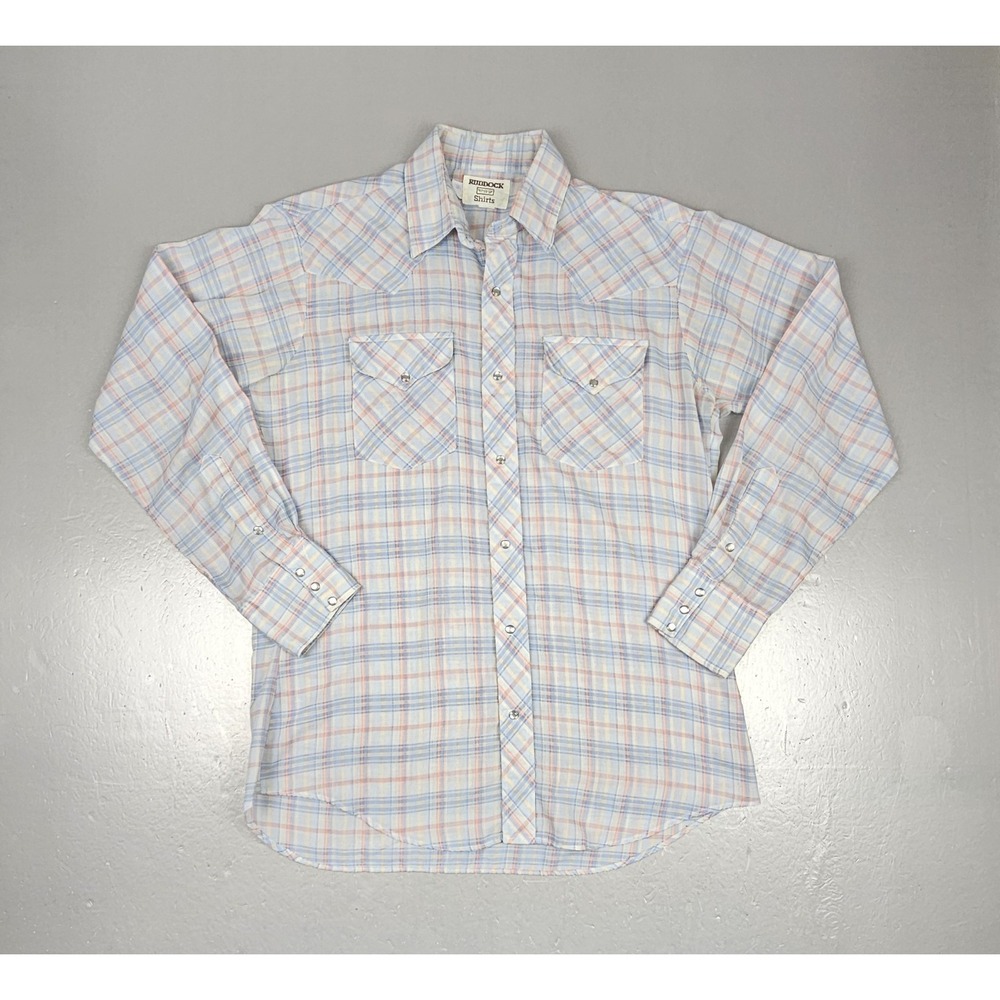 Vintage Ruddock Bros Western Shirt Mens XL White Plaid Pearl Snap VTG‎ USA Made